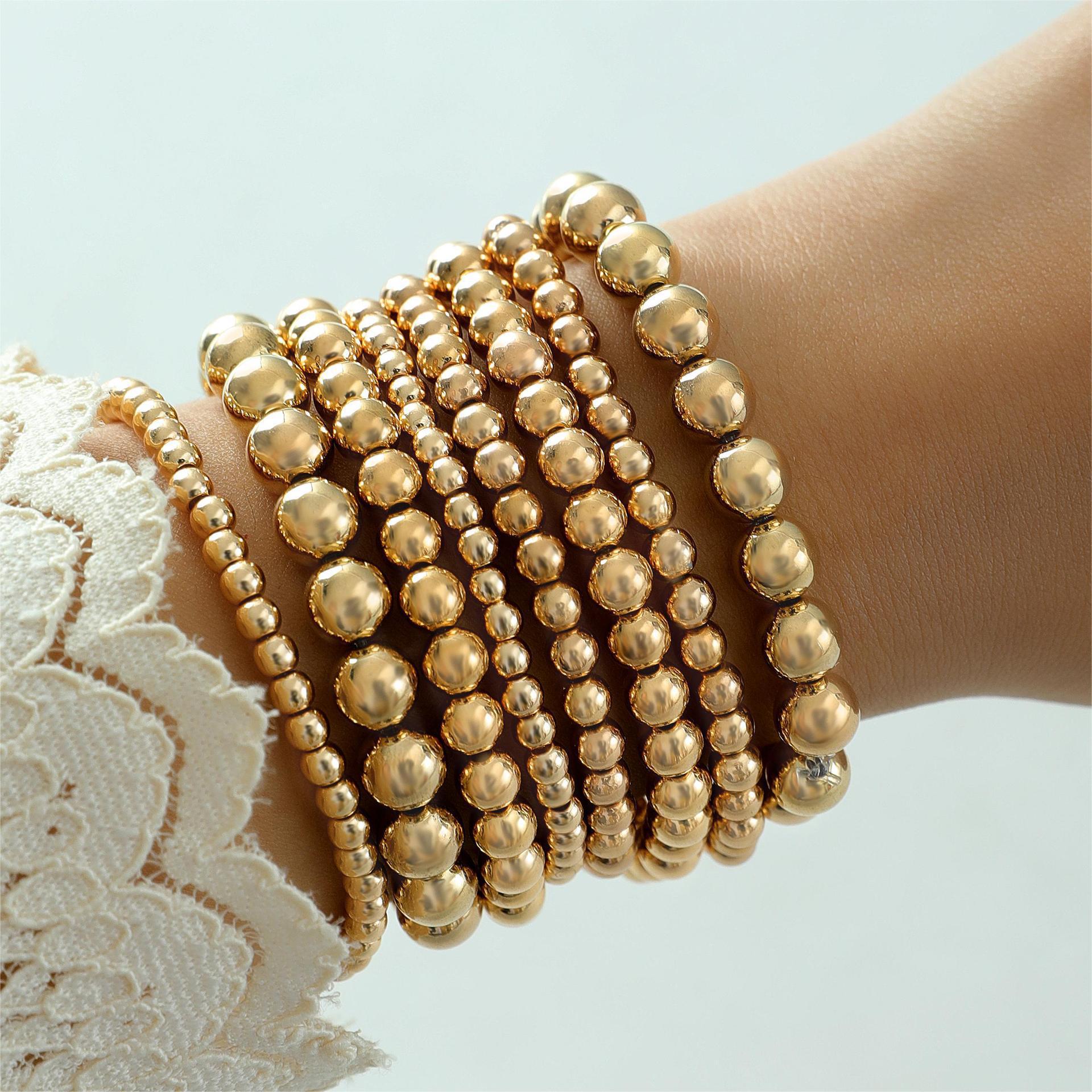 Wholesale punk style exaggerated round bead chain bracelet